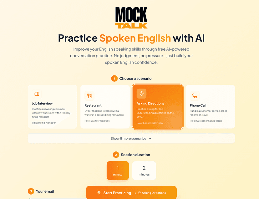 Person practicing English alone with AI instead of classroom